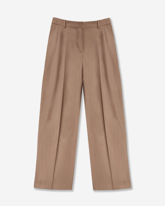 Wide fit wool fabric trousers