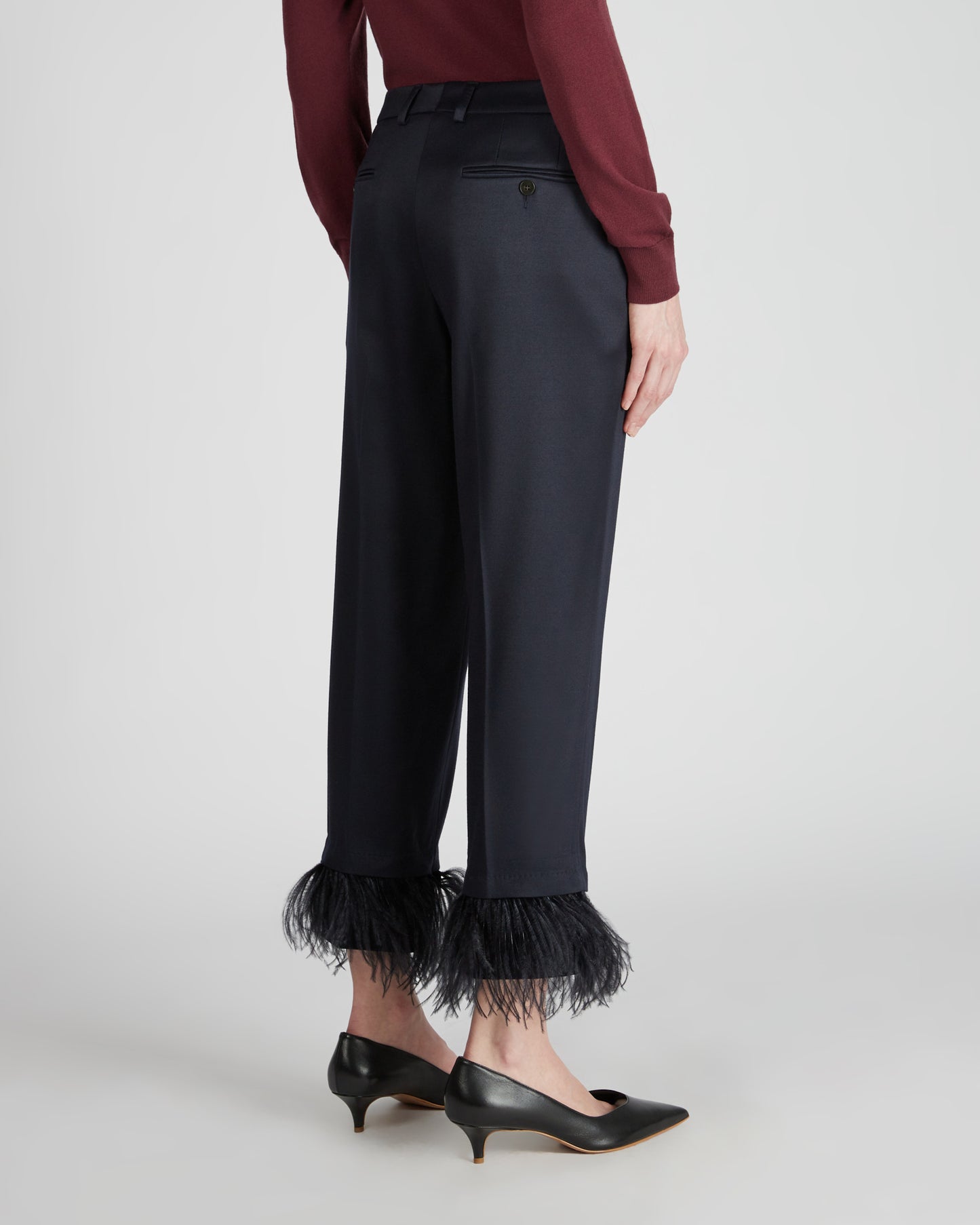 Pantalon regular fit en flanelle brillante