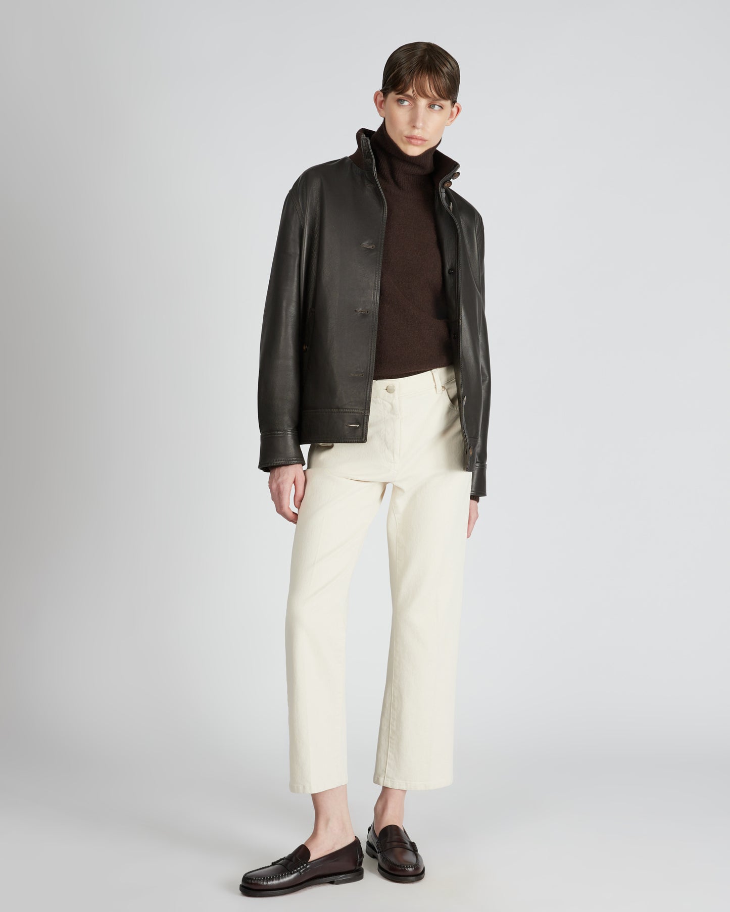 Regular fit five pocket cotton bull trousers