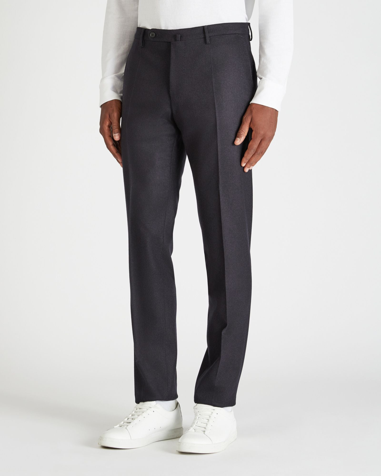 Slim fit wool and cashmere flannel trousers