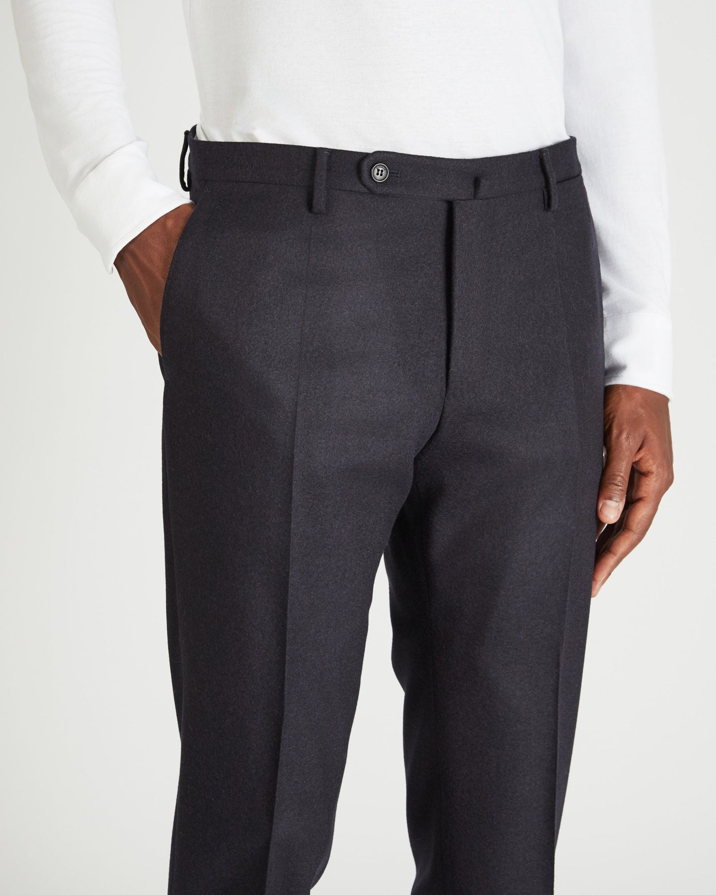 Slim fit wool and cashmere flannel trousers