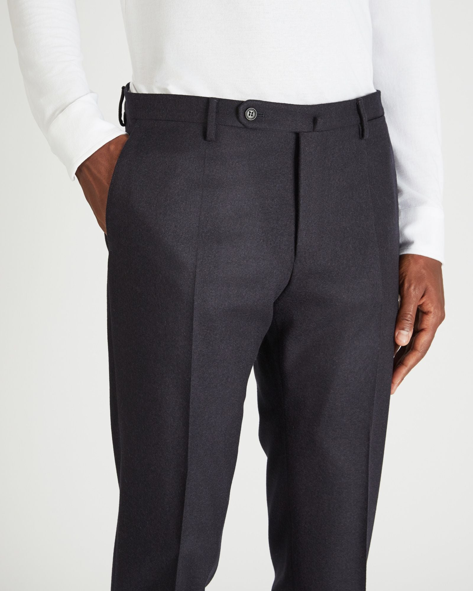 Slim fit wool and cashmere flannel trousers