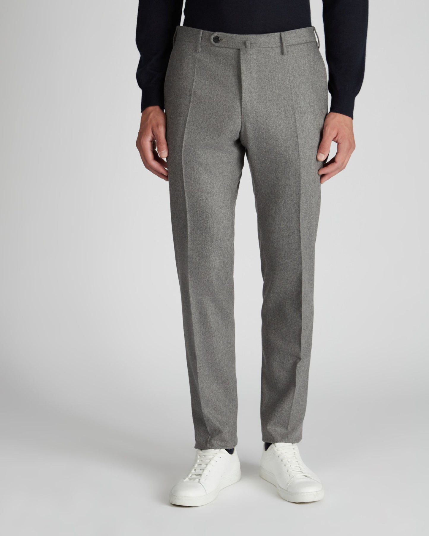 Slim fit wool and cashmere flannel trousers
