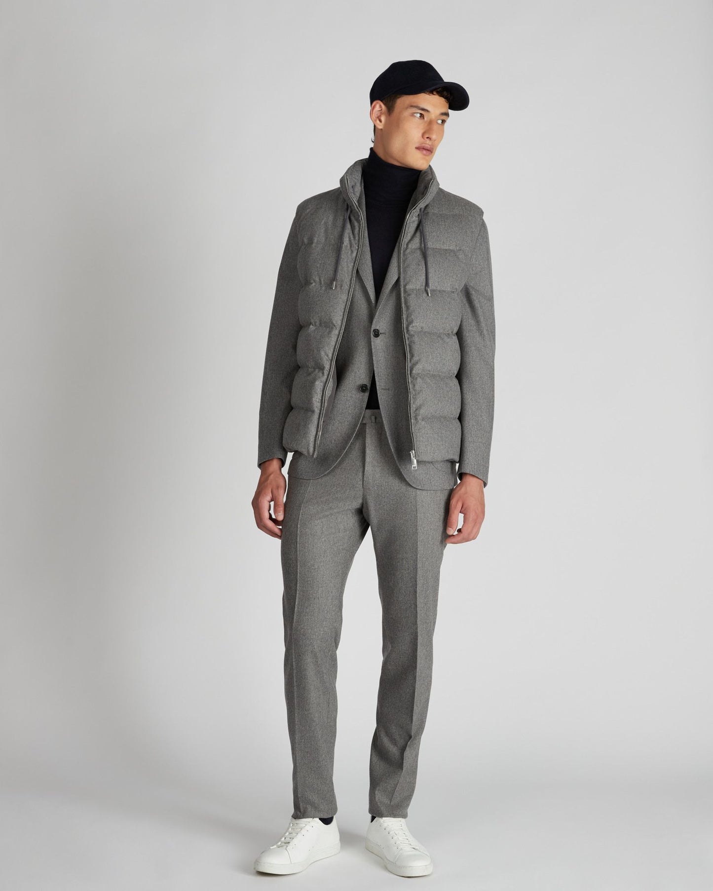 Slim fit wool and cashmere flannel trousers