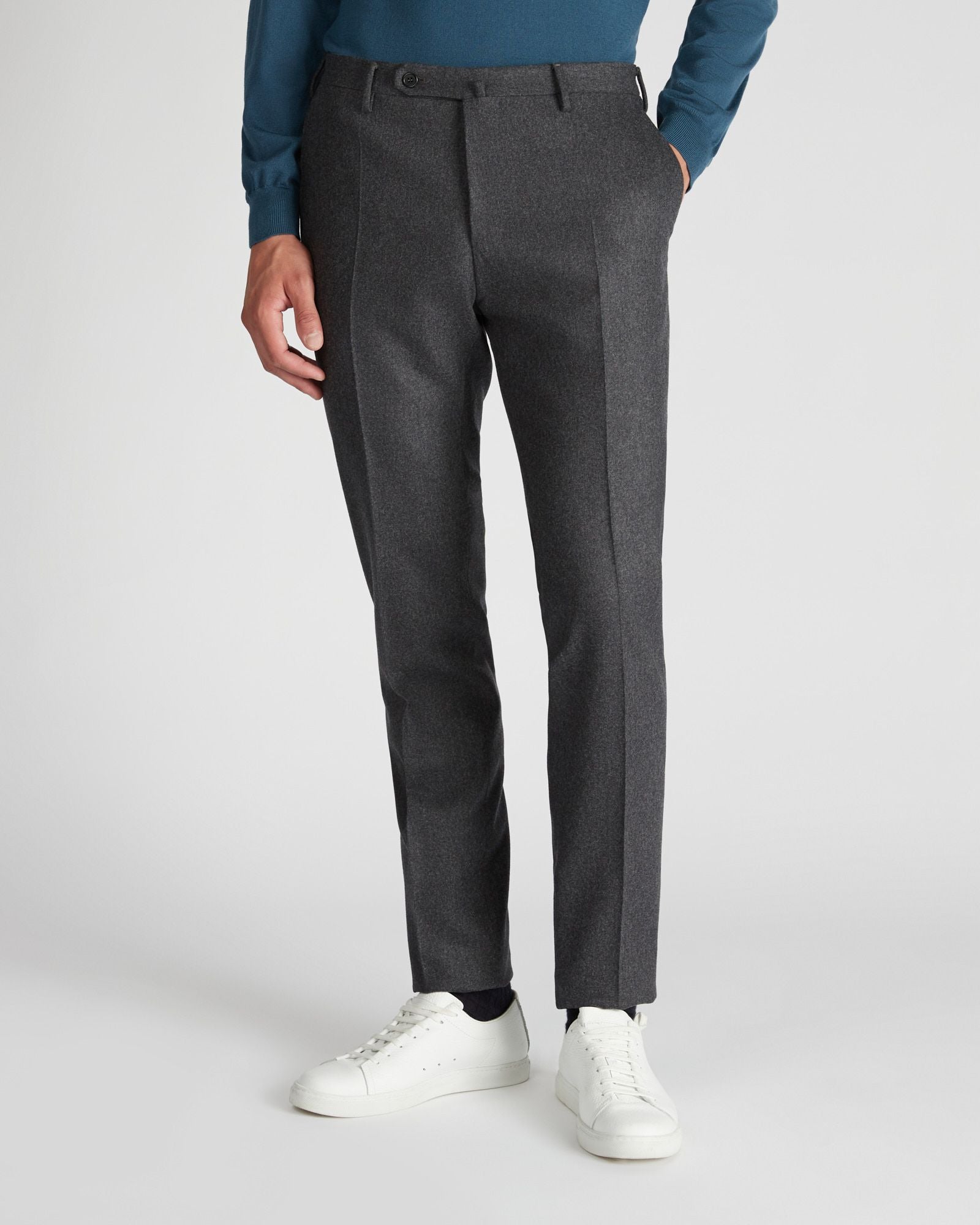 Slim fit wool and cashmere flannel trousers