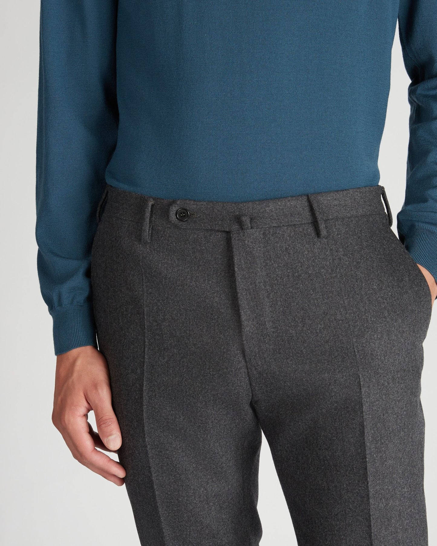 Slim fit wool and cashmere flannel trousers