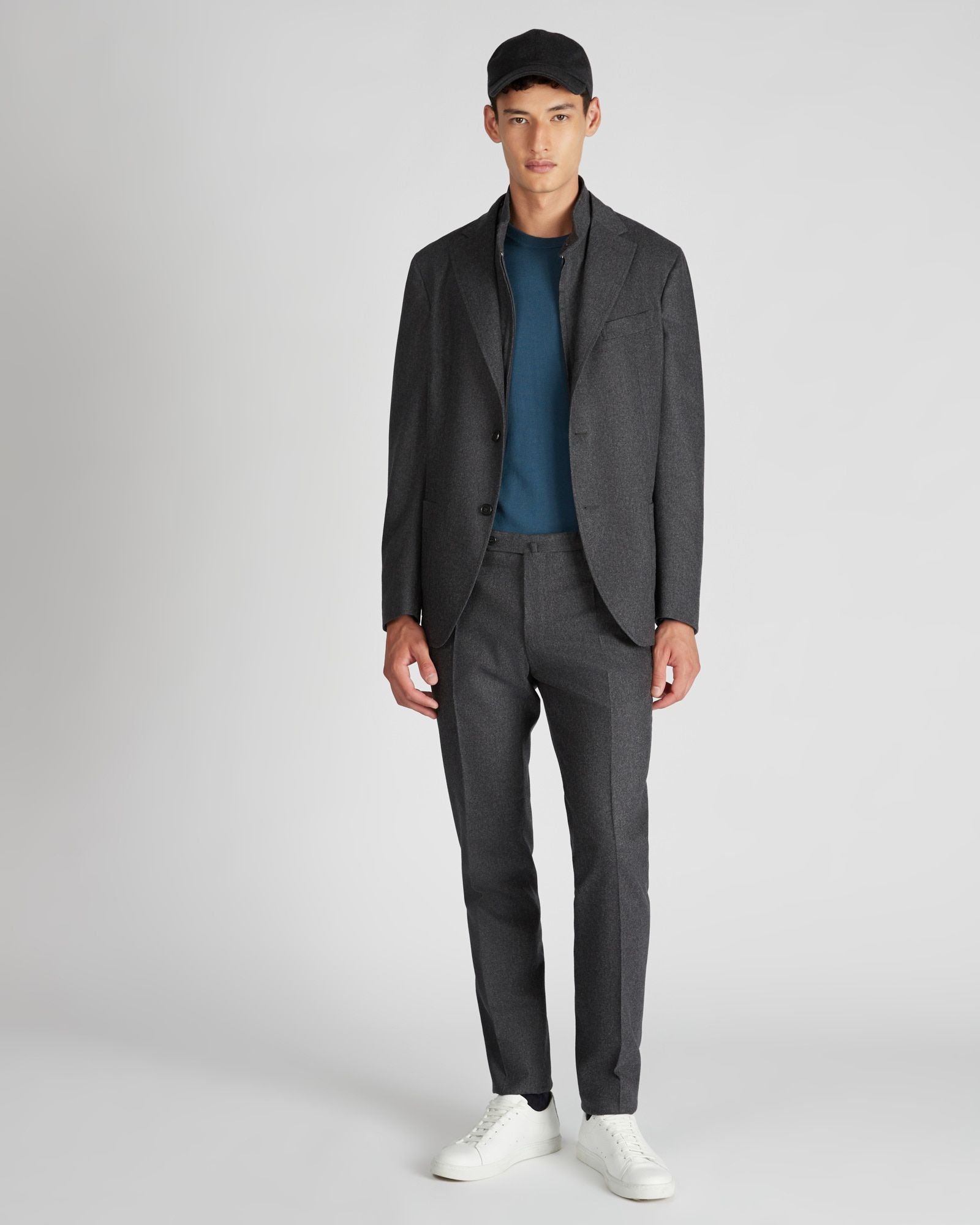 Slim fit wool and cashmere flannel trousers