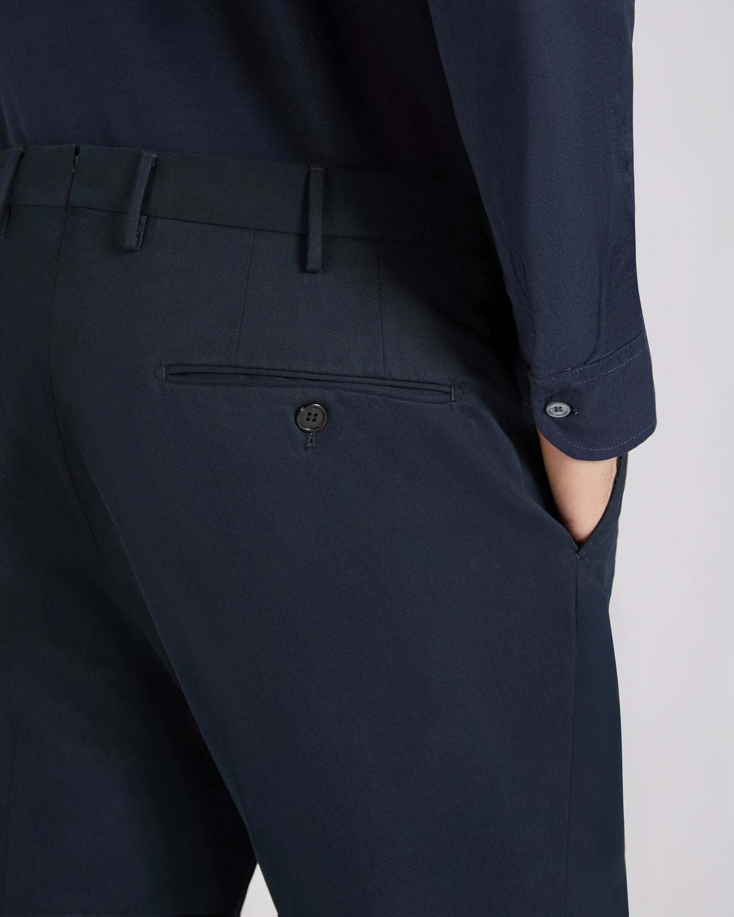 Regular fit cotton and cashmere trousers