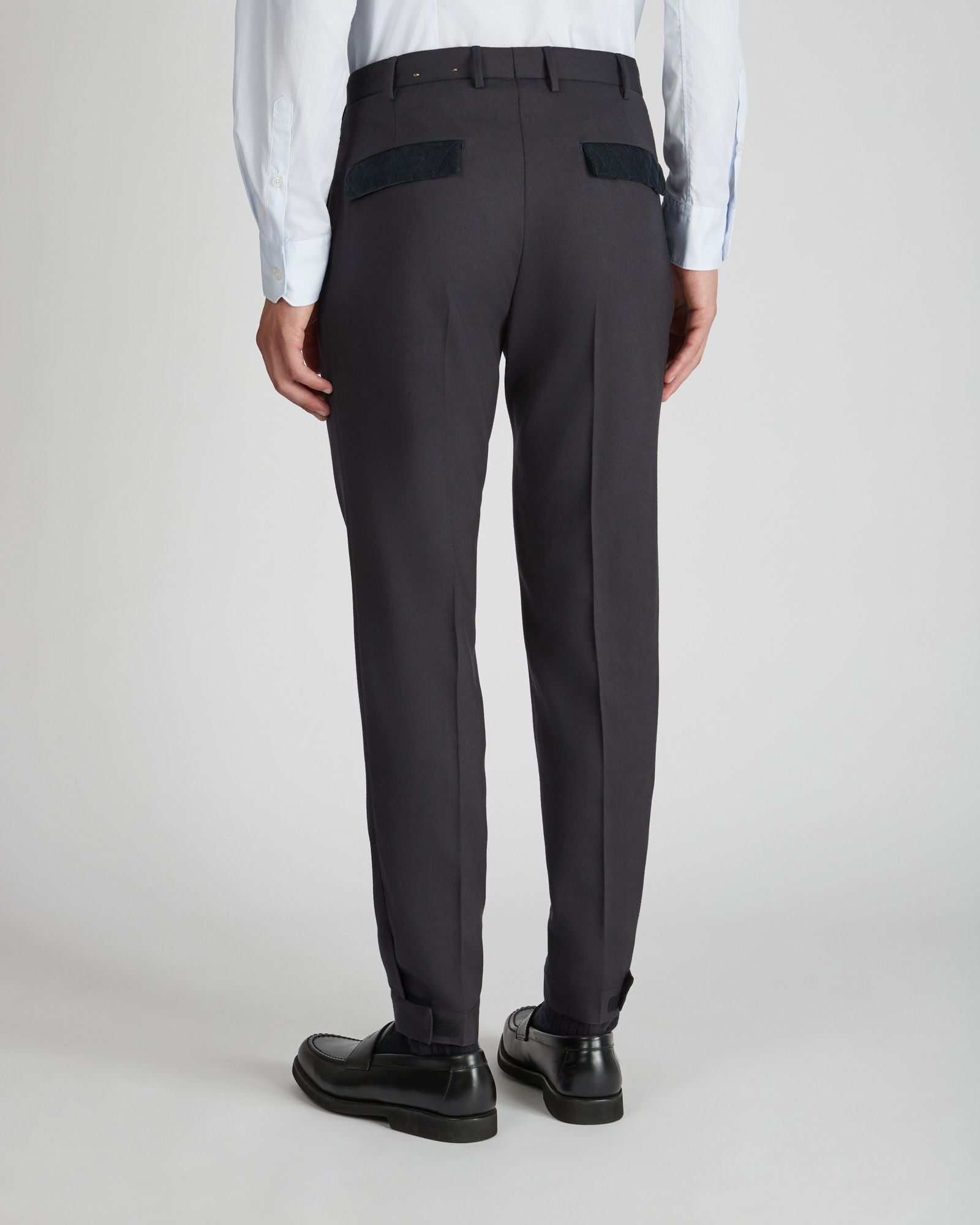 Tapered fit techno flannel trousers