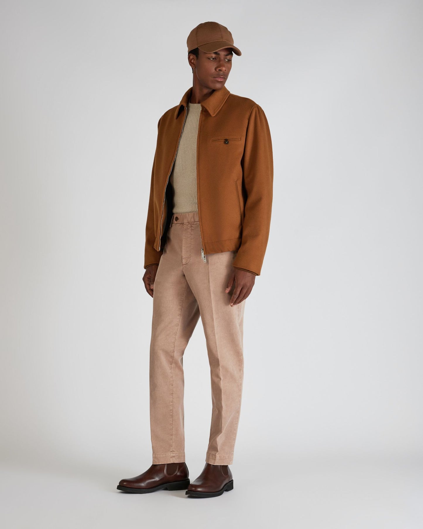 Tapered fit cotton trousers