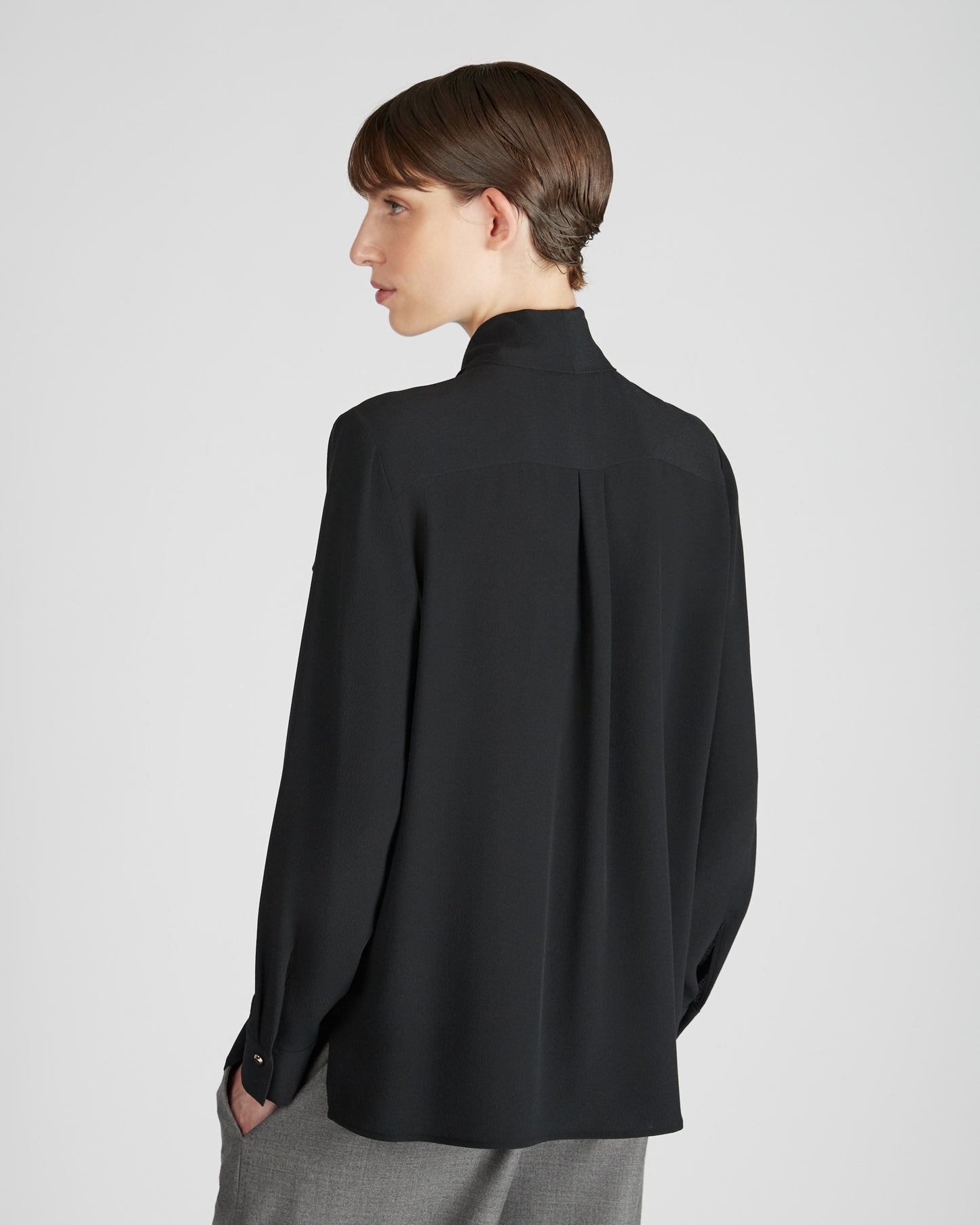 Silk and acetate crêpe de chine wide fit shirt