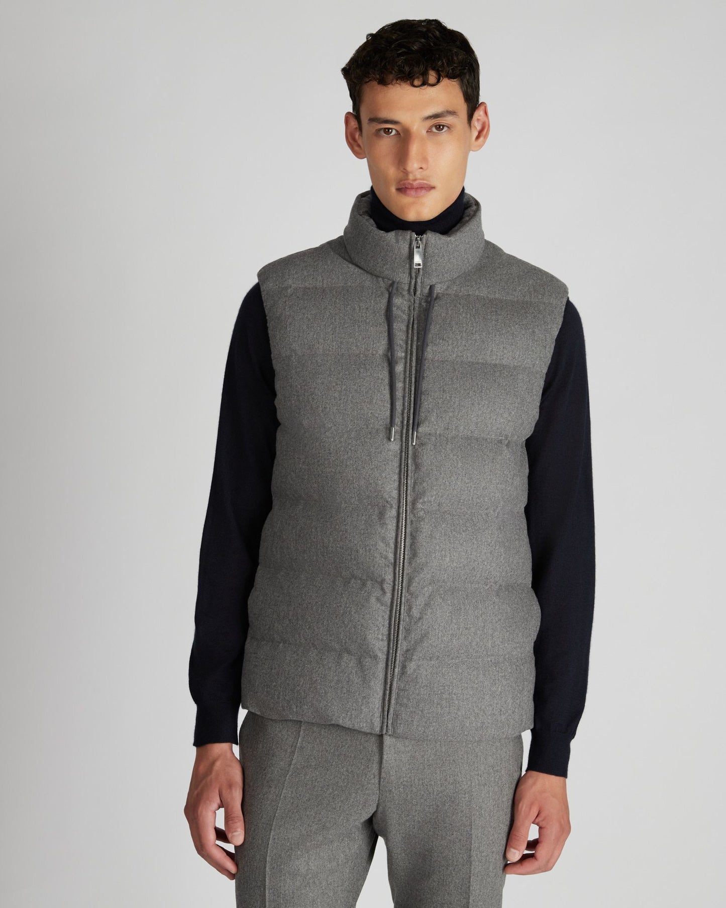 Wool and cashmere flannel padded gilet
