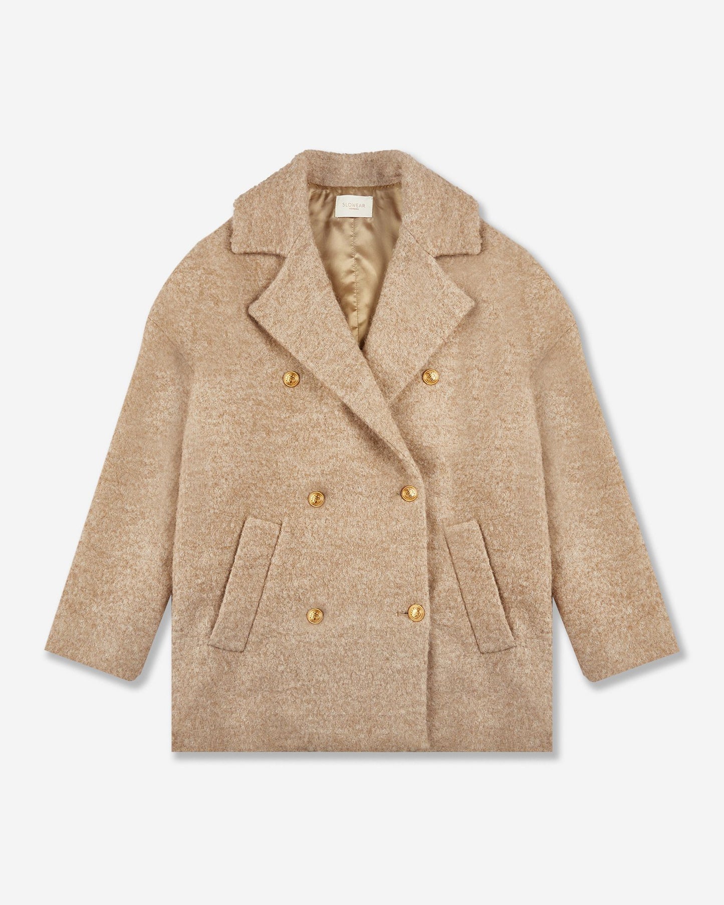 Wide fit wool bouclé peacoat