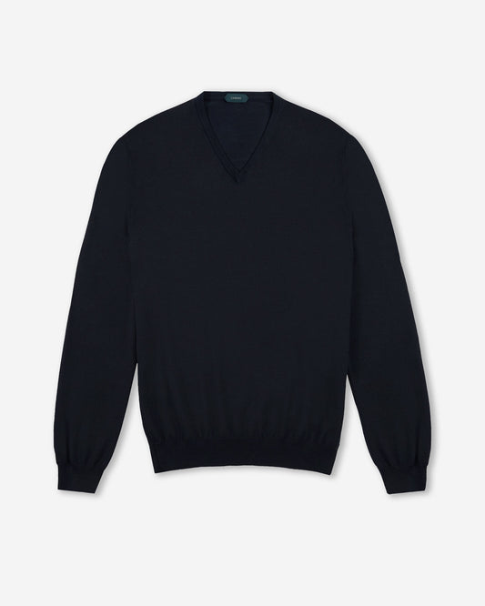 Slim-fit V-neck sweater in certified Flexwool