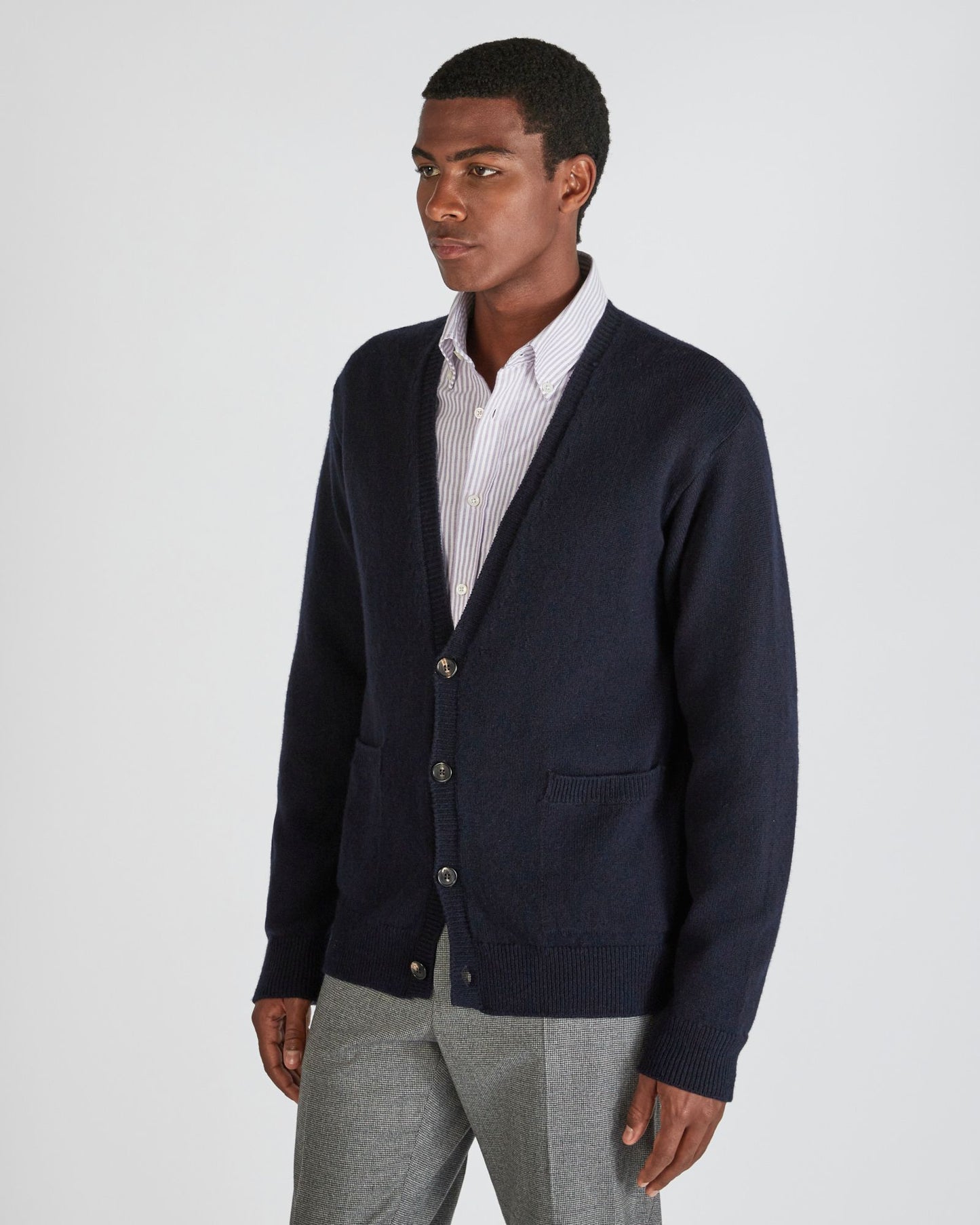 Zanone - Slim fit Geelong wool cardigan - navy blue