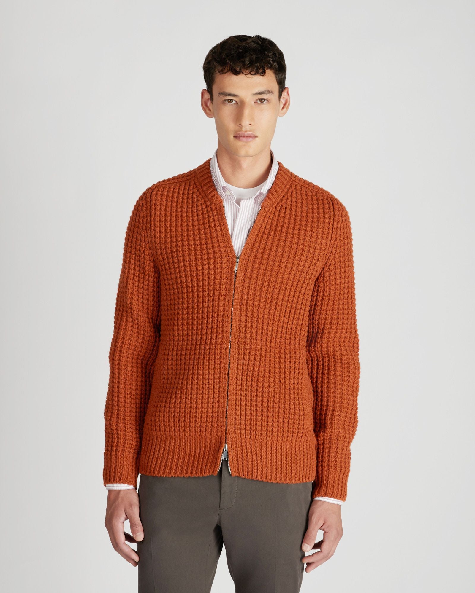 Slim fit wool and alpaca bomber jacket