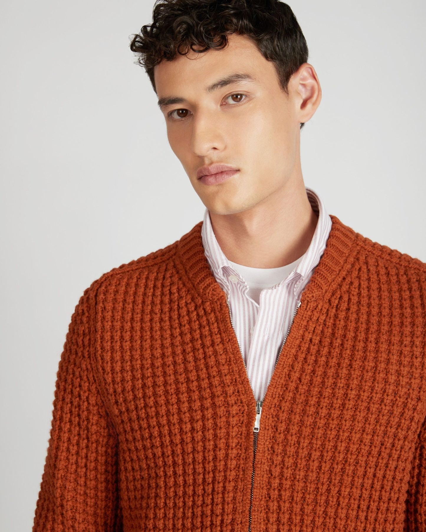 Slim fit wool and alpaca bomber jacket