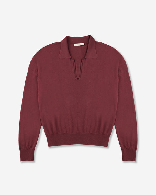 Wide fit V neck polo shirt in Flexwool