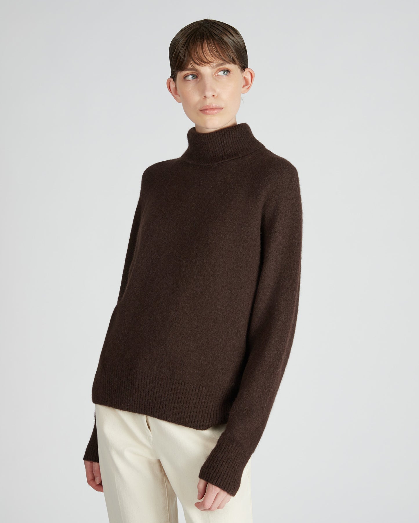 Regular fit polo neck in wool and Alpaca