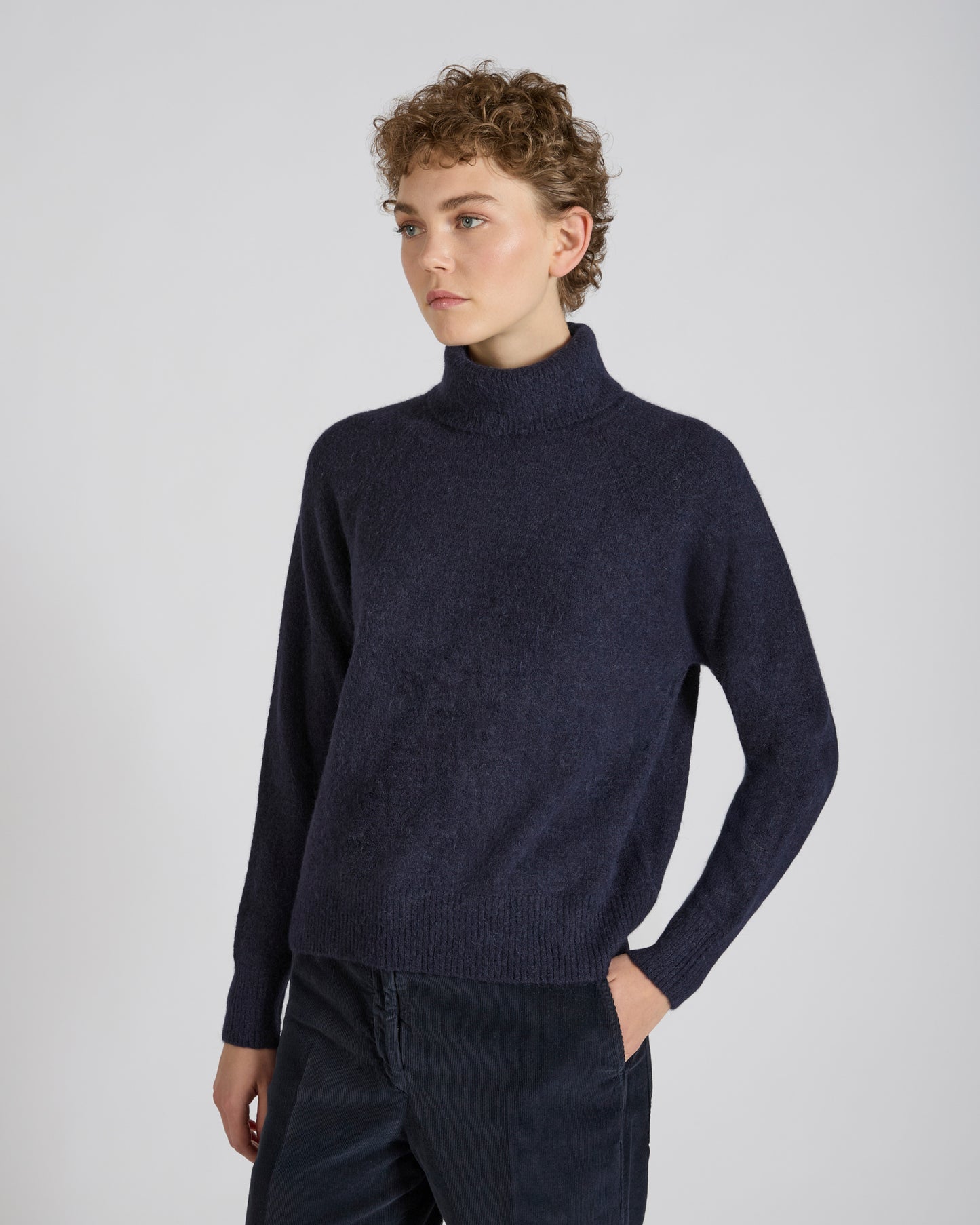 Regular fit polo neck in wool and Alpaca