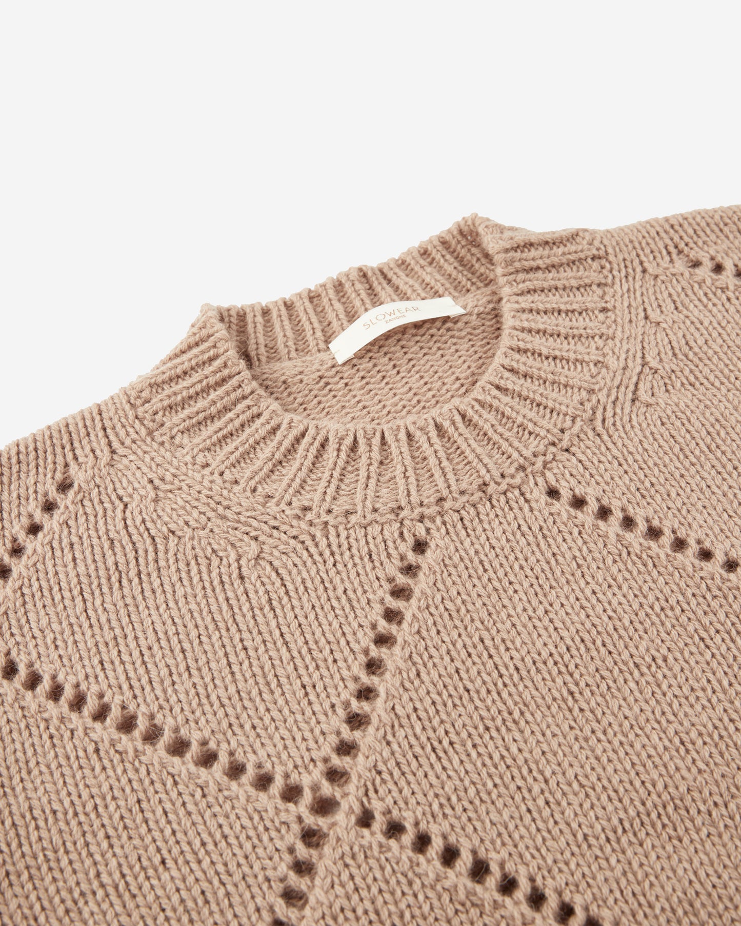 Wide fit crewneck sweater in wool and Alpaca