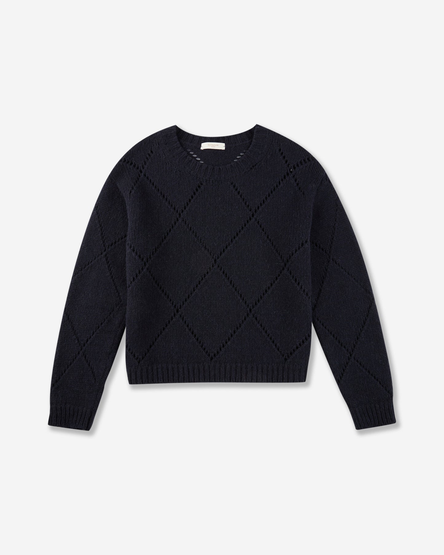 Wide fit crewneck sweater in wool and Alpaca